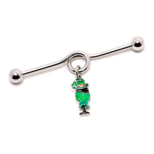 Load image into Gallery viewer, 14G Fancy Leprechaun St Patricks Dangle Project Bar 38mm
