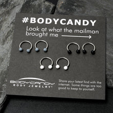 Load image into Gallery viewer, 16G 3/8 Matte Black White Grey Horseshoe Circular Barbell Set of 6

