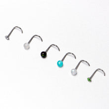 Load image into Gallery viewer, 20G Nose Screw Gem Faux Opal Pack Dynasty Nose Ring Set of 6
