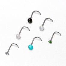 Load image into Gallery viewer, 20G Nose Screw Gem Faux Opal Pack Dynasty Nose Ring Set of 6
