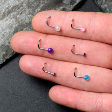 Load image into Gallery viewer, 20G Nose Screw Gem Faux Opal Pack Pretty  Nose Ring Set of 6
