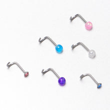 Load image into Gallery viewer, 20G Nose Screw Gem Faux Opal Pack Pretty  Nose Ring Set of 6
