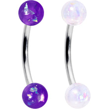 Load image into Gallery viewer, 16G 3/8 Pink White Purple Faux Opal PackCurved Eyebrow Ring Set of 4
