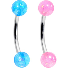 Load image into Gallery viewer, 16G 3/8 Pink White Purple Faux Opal PackCurved Eyebrow Ring Set of 4
