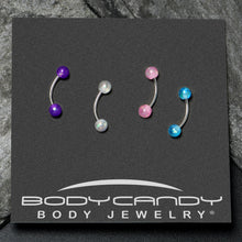 Load image into Gallery viewer, 16G 3/8 Pink White Purple Faux Opal PackCurved Eyebrow Ring Set of 4
