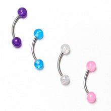 Load image into Gallery viewer, 16G 3/8 Pink White Purple Faux Opal PackCurved Eyebrow Ring Set of 4
