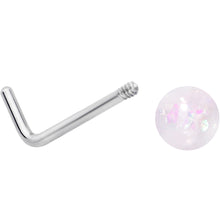 将图片加载到图库查看器，20G 1/4 Pink Gem Purple Pink Faux Opal Pack L Shape Nose Ring Set of 6
