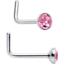将图片加载到图库查看器，20G 1/4 Pink Gem Purple Pink Faux Opal Pack L Shape Nose Ring Set of 6
