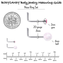 将图片加载到图库查看器，20G 1/4 Pink Gem Purple Pink Faux Opal Pack L Shape Nose Ring Set of 6
