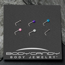 将图片加载到图库查看器，20G 1/4 Pink Gem Purple Pink Faux Opal Pack L Shape Nose Ring Set of 6
