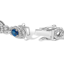 Load image into Gallery viewer, 14K White Gold Vintage-Inspired Oval Blue Sapphire &amp; Diamond Link Bracelet
