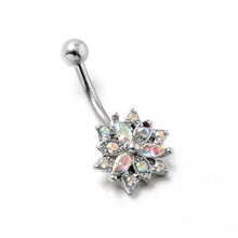 Load image into Gallery viewer, 16G 5/16 Aurora CZ Gem Snowflake Style Curved Eyebrow Ring
