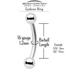 Load image into Gallery viewer, 16G 5/16 Aurora CZ Gem Snowflake Style Curved Eyebrow Ring
