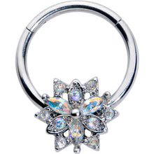 将图片加载到图库查看器，16G 3/8 Aurora CZ Gem Snowflake Style Hinged Segment Ring

