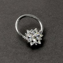 将图片加载到图库查看器，16G 3/8 Aurora CZ Gem Snowflake Style Hinged Segment Ring
