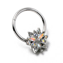 将图片加载到图库查看器，16G 3/8 Aurora CZ Gem Snowflake Style Hinged Segment Ring
