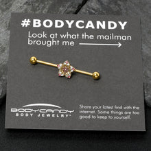 Load image into Gallery viewer, 14G Clear Pink Gem Gold Tone Texture Star Industrial Barbell 38mm
