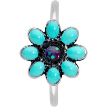 Load image into Gallery viewer, 20G 5/16 Blue Gem Flower Teal Petals Nose Hoop
