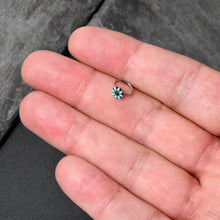 Load image into Gallery viewer, 20G 5/16 Blue Gem Flower Teal Petals Nose Hoop

