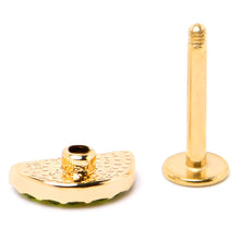 Load image into Gallery viewer, 16G 5/16 Pink Green Gem Gold Tone Watermelon Labret Monroe Tragus
