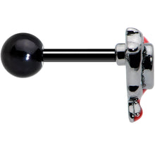 Load image into Gallery viewer, 16G 1/4 Clear Gem Black Bleeding Heart Cartilage Tragus Earring
