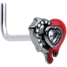 Load image into Gallery viewer, 20G 7mm Clear Gem Bleeding Heart L Shape Nose Ring
