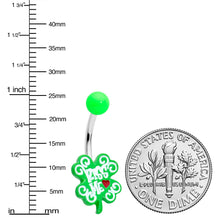 Load image into Gallery viewer, UV Glow Kiss Me Shamrock St Patricks Day Belly Ring
