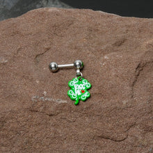 Load image into Gallery viewer, 16G 1/4 Green Gem Kiss Me Shamrock St Patricks Cartilage Earring
