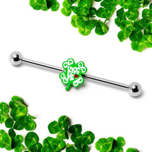 Load image into Gallery viewer, 14G Kiss Me Shamrock St Patricks Industrial Barbell 38mm
