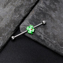 Load image into Gallery viewer, 14G Kiss Me Shamrock St Patricks Industrial Barbell 38mm
