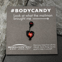Load image into Gallery viewer, Red CZ Gem Black Passion Heart Skull Double Mount Belly Ring
