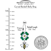 Load image into Gallery viewer, Yellow Gem Daisy Bee Glittery Dangle Belly Ring
