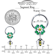 将图片加载到图库查看器，16G 3/8 Yellow Gem Daisy Bee Glitter Dangle Hinged Segment Ring
