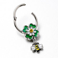 将图片加载到图库查看器，16G 3/8 Yellow Gem Daisy Bee Glitter Dangle Hinged Segment Ring
