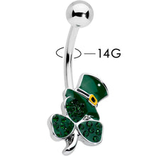 Load image into Gallery viewer, Green Gem Top Hat Shamrock St Patricks Belly Ring
