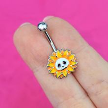 Load image into Gallery viewer, Sunflower Skull Belly Ring

