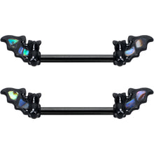 将图片加载到图库查看器，14G 9/16 Black Subtle Bat Barbell Nipple Ring Set
