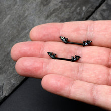 将图片加载到图库查看器，14G 9/16 Black Subtle Bat Barbell Nipple Ring Set
