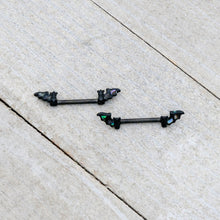将图片加载到图库查看器，14G 9/16 Black Subtle Bat Barbell Nipple Ring Set
