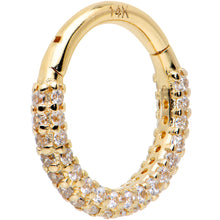 Load image into Gallery viewer, 16G 5/16 14k Yellow Gold CZ Paved Ultra Luxe Hinged Circular Segment Ring
