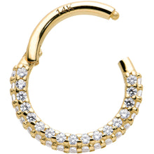 Load image into Gallery viewer, 16G 5/16 14k Yellow Gold CZ Paved Ultra Luxe Hinged Circular Segment Ring
