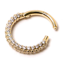 Load image into Gallery viewer, 16G 5/16 14k Yellow Gold CZ Paved Ultra Luxe Hinged Circular Segment Ring
