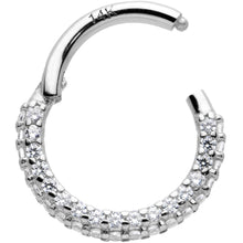 Load image into Gallery viewer, 16G 5/16 14k White Gold CZ Paved Ultra Luxe Hinged Circular Segment Ring
