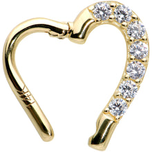 Load image into Gallery viewer, 16G 5/16 14k Yellow Gold CZ Paved Ultra Luxe Left Hinged Heart Segment Ring
