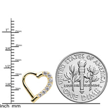 Load image into Gallery viewer, 16G 5/16 14k Yellow Gold CZ Paved Ultra Luxe Left Hinged Heart Segment Ring
