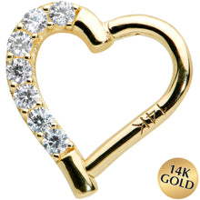 Load image into Gallery viewer, 16G 5/16 14k Yellow Gold CZ Paved Ultra Luxe Right Hinged Heart Segment Ring
