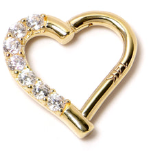 Load image into Gallery viewer, 16G 5/16 14k Yellow Gold CZ Paved Ultra Luxe Right Hinged Heart Segment Ring
