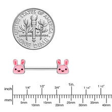 Load image into Gallery viewer, 14G 9/16 Kawaii Cutie Easter Bunny Barbell Nipple Ring Set
