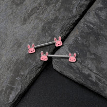 Load image into Gallery viewer, 14G 9/16 Kawaii Cutie Easter Bunny Barbell Nipple Ring Set
