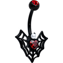 将图片加载到图库查看器，Red Gem Black Gothic Bat Heart Belly Ring
